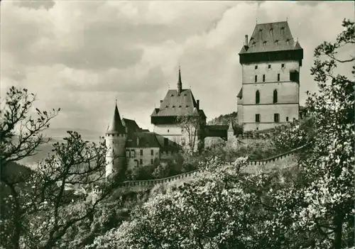 Postcard Karlstein Karlštejn Burg Karlštejn s/w 1980