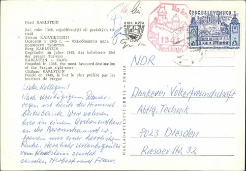 Postcard Karlstein Karlštejn Burg Karlštejn s/w 1980