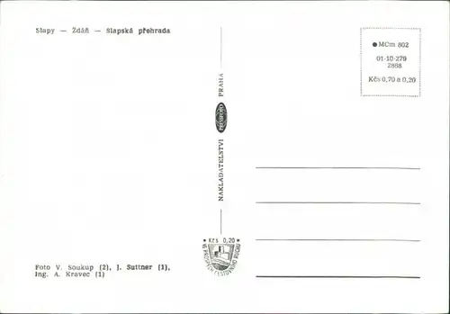 Postcard Slap Slapy nad Vltavou Ždáň - Slapská přehrada 1975
