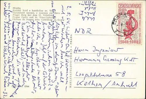 Postcard Prag Praha Pražský hrad s katedrálou sv. Víta 1964