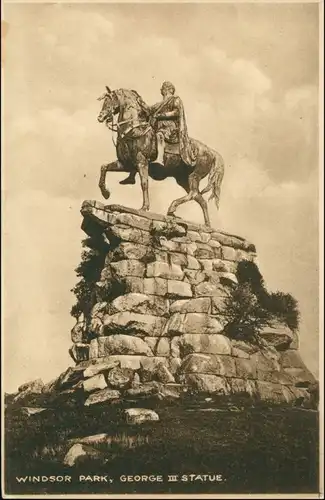 Postcard Windsor Windsor Park, George III Statue, Monument, Denkmal 1930