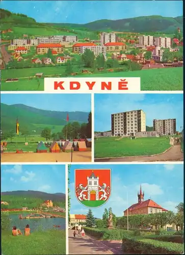 Postcard Neugedein Kdyně Wohnblöcke, Parks, Schwimmbad 1972