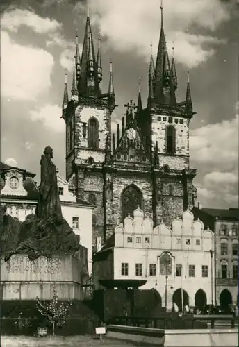Postcard Prag Praha Husův pomník s Týnským chrámem/Teynkirche 1966