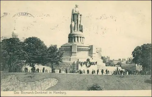 Ansichtskarte St. Pauli-Hamburg Bismarck-Denkmal im Park 1906