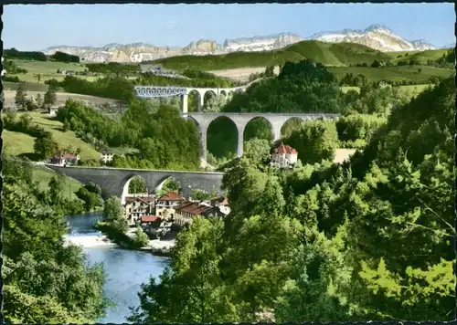 St. Gallen San Gallo / Sogn Gagl / St-Gall Panorama mit Brücken rund um St. Gallen, Schweiz 1955