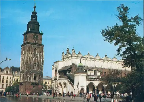 Krakau Kraków Rynek Główny - Wieża Ratuszowa (XIV w.) i fragment 1980