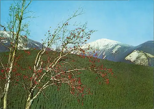 Krummhübel Karpacz KRKONOŠE Sněžka od chaty Severka v pozdním podzimu  1979