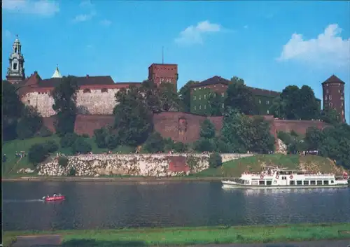 Postcard Krakau Kraków Wawel – widok od strony Wisły 1980
