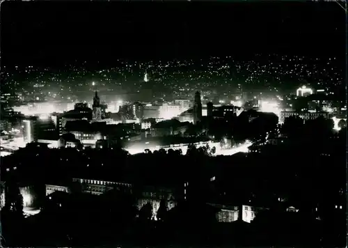 Stuttgart Stuttgart Panorama der Stadt bei Nacht, Abend-Aufnahme 1957