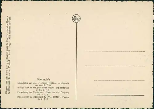 Diksmuide Dixmude Inhuldiging van den Iyzertoren  Einweihung des Yser-Turm 1930