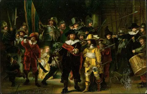 Ansichtskarte  Rembrandt van Rijn - Gemälde "Die Nachtwache" 1913