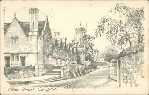 Postcard Campden Alms Houses 1930