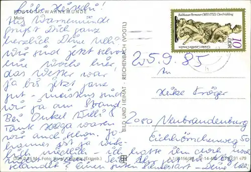 Warnemünde-Rostock Rostock (Warnemünde), Ostsee mit Mole und Leuchtturm 1985