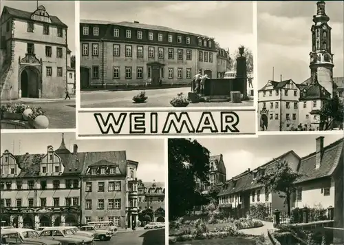 Ansichtskarte Weimar Stadtteilansichten, Schloss, Goethe-Haus, Markt 1970