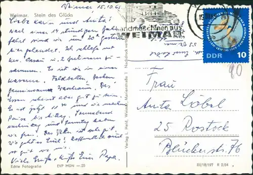 Weimar Deutschland - Thüringen - Weimar, Stein des Glücks 1965