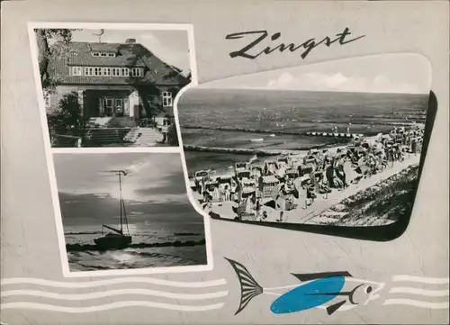 Ansichtskarte Zingst DDR Mehrbildkarte, Ostsee, Ostseebad, Strand 1964