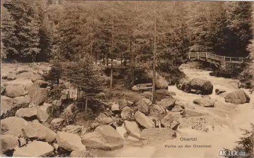 Okertal (Fluss) Partie an der Okerinsel gel. 1908 Goslar