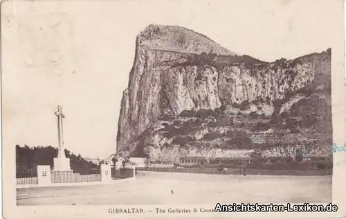 Postcard Gibraltar Gibraltar - The Galleries & Cross of Sacrifice 1929