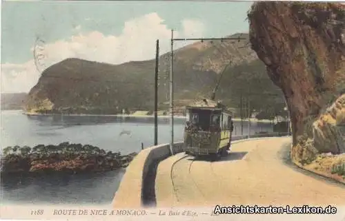 CPA Èze Straßenbahn zwischen Nizza und Monaco 1907