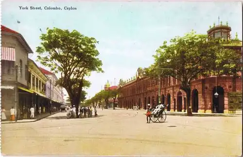 Postcard Colombo York Street (Ceylon) 1918 