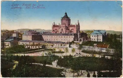 Ansichtskarte Lemberg Lwiw (Львів/Lwów) Partie an der Heil.-Jur. Kirche 1915