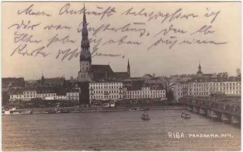 Riga Rīga  Ри́га Blick auf die Stadt  Brücke Privat Fotokarte  1926