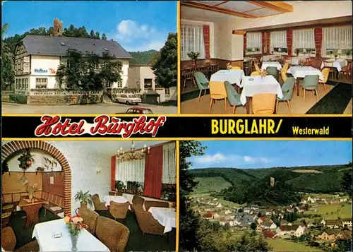 Burglahr Hotel Burghof, Westerwald, Außen- u. Innenansichten 1972