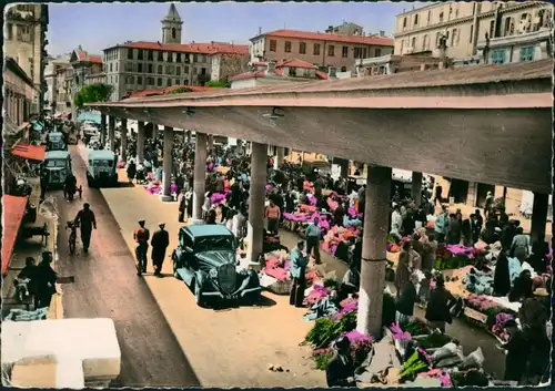 Nizza Nice Nizza NICE - Marché aux fleurs/Blumen-Markt, alte Autos 1956