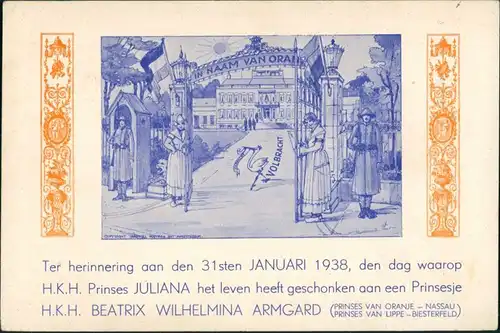 Prinses Juliana, Prinsesje Beatrix Wilhelmina Armgard/Gedenkkarte 1938