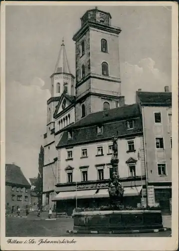 Ansichtskarte Zittau Johanniskirche, Geschäft Carl Beckmann 1952