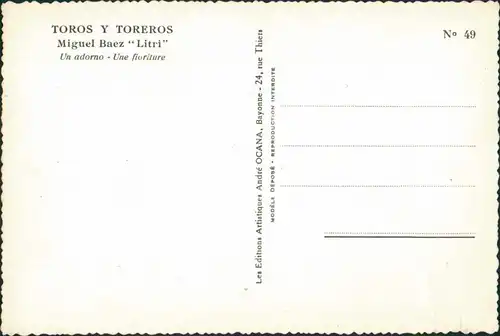 Ansichtskarte  Stierkampf, Torero Miquel Baez "Litri", un adorno 1955