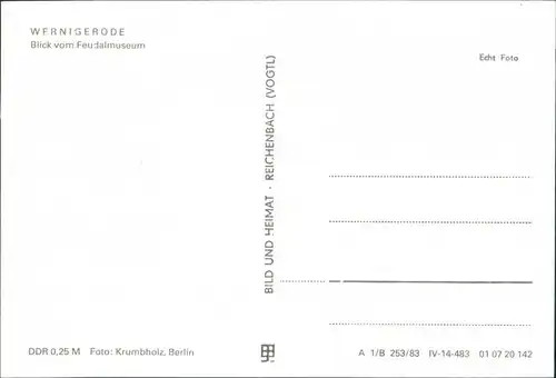 Ansichtskarte Wernigerode Panorama-Blick vom Feudalmuseum 1983