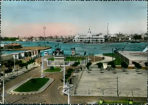 Postcard Port-Fouad Port-Fouad Ferry Boat Station/Fährhafen, Hafen 1964