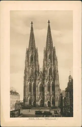 Ansichtskarte Köln Kölner Dom, vorbei fahrende Tram Straßenbahn 1920