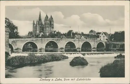 Limburg (Lahn) Fluss (River) Lahn, Brücke (Bridge), Blick zum Dom 1910