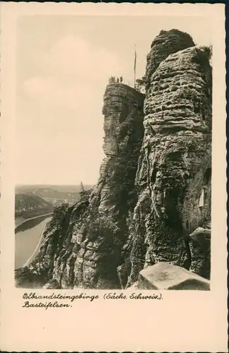 Ansichtskarte Rathen Basteifelsen (Sächsische Schweiz), Elbe Panorama 1930