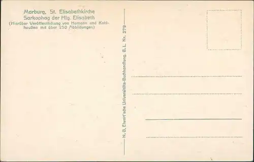Ansichtskarte  St. Elisabethkirche Sarkophag der Hig. Elisabeth 1930