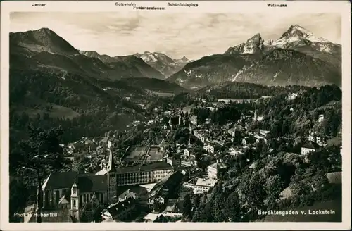 Berchtesgaden Panorama-Ansicht über die Stadt zu den Alpen 1930