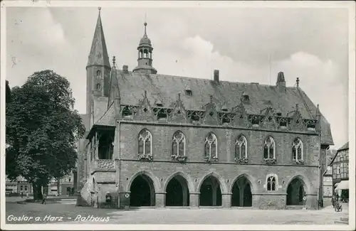 Ansichtskarte Goslar Rathaus, Gebäude, Strassen Partie 1942