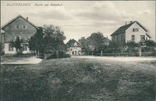 Ansichtskarte Blaufelden Partie am Bahnhof 1922