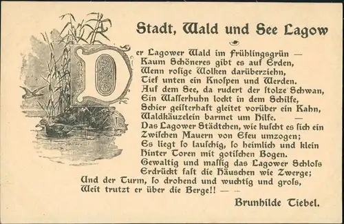 Postcard Lagow Łagów Liedkarte - Künstlerkarte 1928