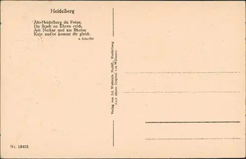 Heidelberg Heidelberger Schloss nach einem Original von Willmann 1920