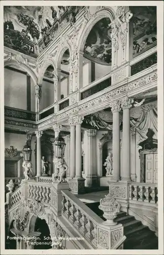 Pommersfelden Schloss Innen mit Treppenaufgang, verzierte Treppe 1930