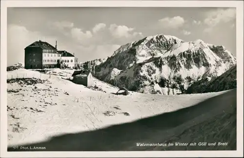 Berchtesgaden Watzmannhaus im Winter mit Göll u. Brett (Berge) 1930