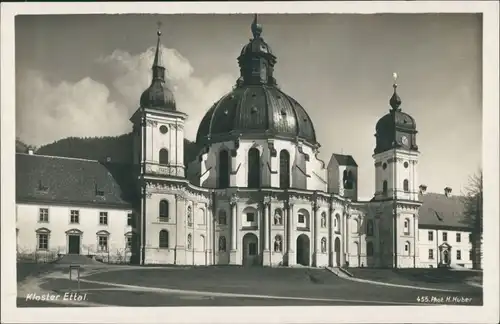 Ansichtskarte Ettal Kloster, Gebäude Außenansicht, Echtfoto-AK Huber 1930