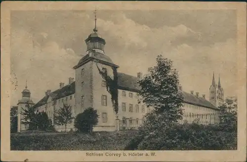 Höxter (Weser) Schloß Corvey, 1. Weltkrieg Feldpost gelaufen ab Stempel  1918