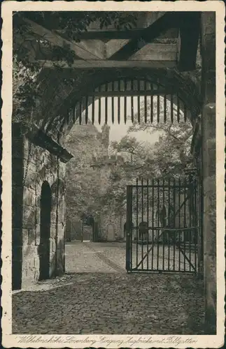 Bad Wilhelmshöhe-Kassel Cassel Löwenburg, Eingang, Zugbrücke mit Fallgatter 1925