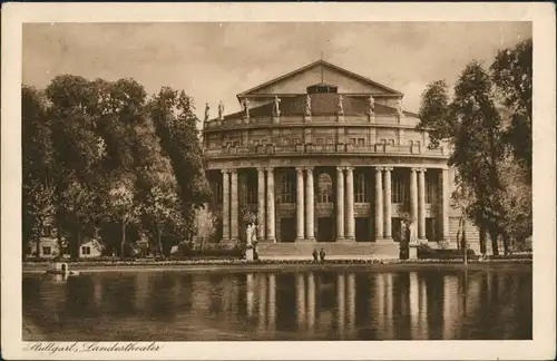 Stuttgart Theater, Landestheater, Park-Anlage, AK ungelaufen 1920