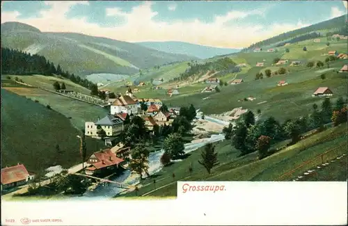 Groß Aupa-Petzer Velká Úpa Pec pod Sněžkou Panorama-Ansicht  Dorf, Berge  1900