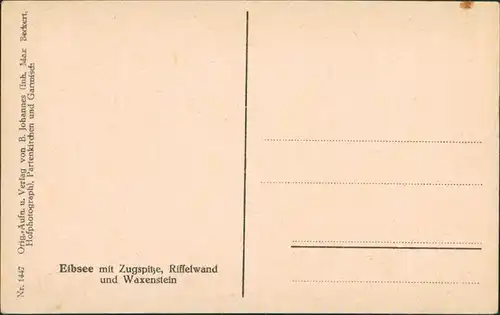 Garmisch-Partenkirchen Eibsee mit Zugspitze, Riffelwan Waxenstein (Berge) 1920